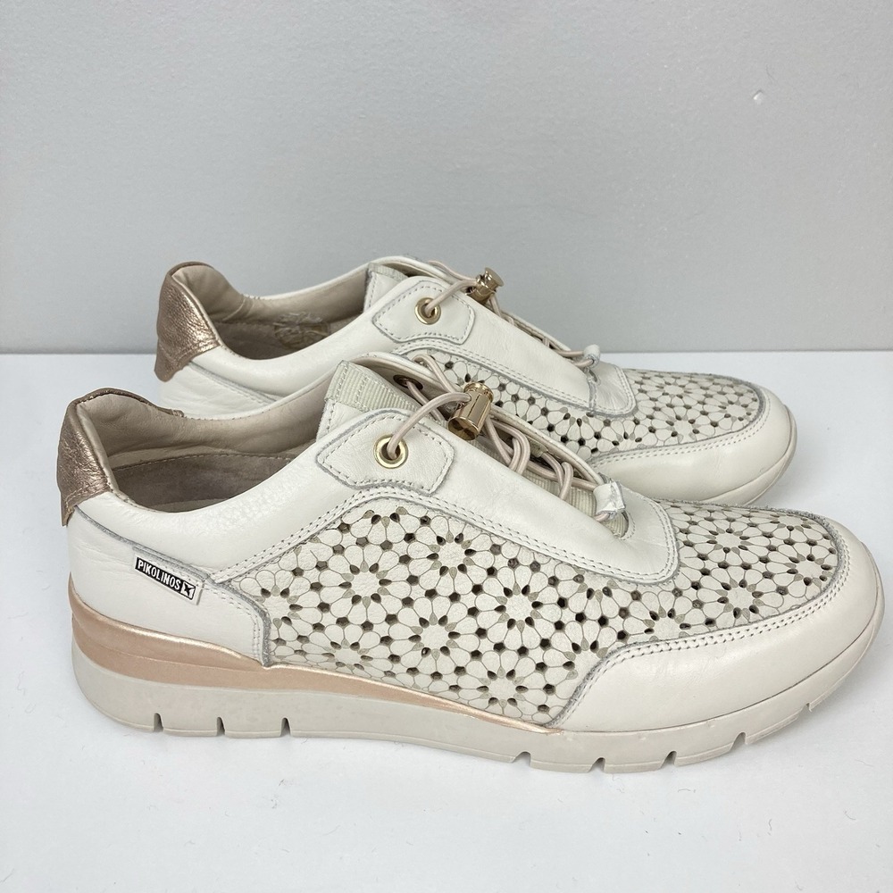 Pikolinos Womens Cantabria Perforated Leather Sneaker Elastic Laces EU 39 US 8.5